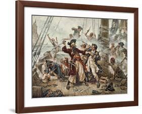 The Capture of the Pirate Blackbeard, 1718-Jean Leon Gerome Ferris-Framed Giclee Print