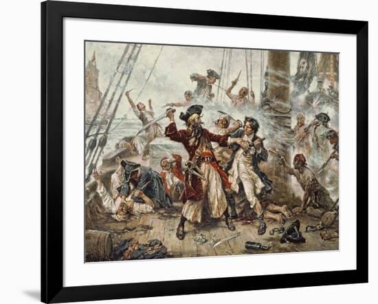 The Capture of the Pirate Blackbeard, 1718-Jean Leon Gerome Ferris-Framed Giclee Print