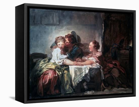The Captured Kiss, Late 18th Century-Jean-Honore Fragonard-Framed Stretched Canvas