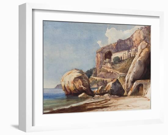 The Capuchin Monastery at Amalfi from the Beach, with Additions by a Borbone Pupil-Giacinto Gigante-Framed Giclee Print