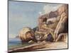 The Capuchin Monastery at Amalfi from the Beach, with Additions by a Borbone Pupil-Giacinto Gigante-Mounted Premium Giclee Print