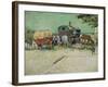 The Caravans, Gypsy Camp Near Arles (Les Roulottes / Campement De Bohémiens), 1888-Vincent van Gogh-Framed Giclee Print