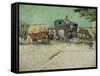 The Caravans, Gypsy Camp Near Arles (Les Roulottes / Campement De Bohémiens), 1888-Vincent van Gogh-Framed Stretched Canvas