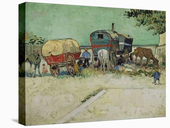 The Caravans, Gypsy Camp Near Arles (Les Roulottes / Campement De Bohémiens), 1888-Vincent van Gogh-Stretched Canvas