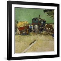 The Caravans, Gypsy Encampment Near Arles, 1888-Vincent van Gogh-Framed Art Print