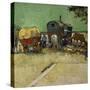 The Caravans, Gypsy Encampment Near Arles, 1888-Vincent van Gogh-Stretched Canvas