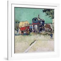 The Caravans, Gypsy Encampment Near Arles, 1888-Vincent van Gogh-Framed Giclee Print