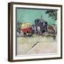 The Caravans, Gypsy Encampment Near Arles, 1888-Vincent van Gogh-Framed Premium Giclee Print