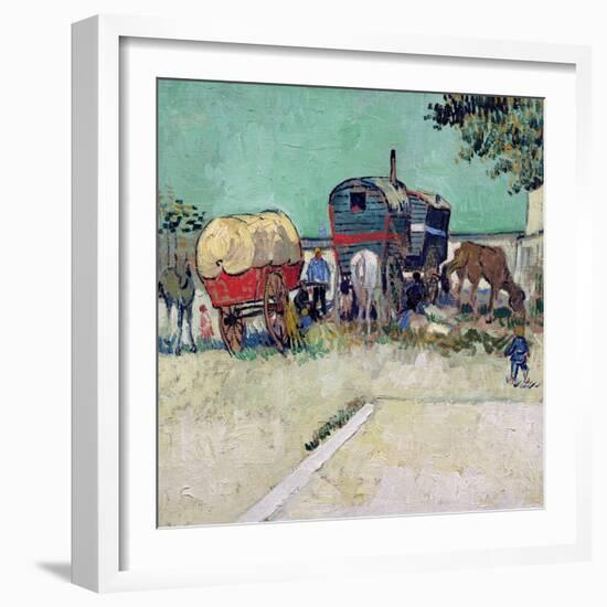 The Caravans, Gypsy Encampment Near Arles, 1888-Vincent van Gogh-Framed Giclee Print