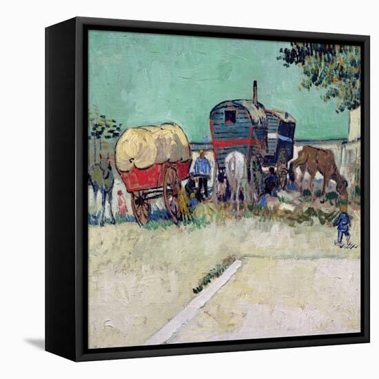 The Caravans, Gypsy Encampment Near Arles, 1888-Vincent van Gogh-Framed Stretched Canvas