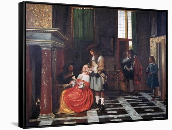 The Card Players, C1663-1665-Pieter de Hooch-Framed Stretched Canvas