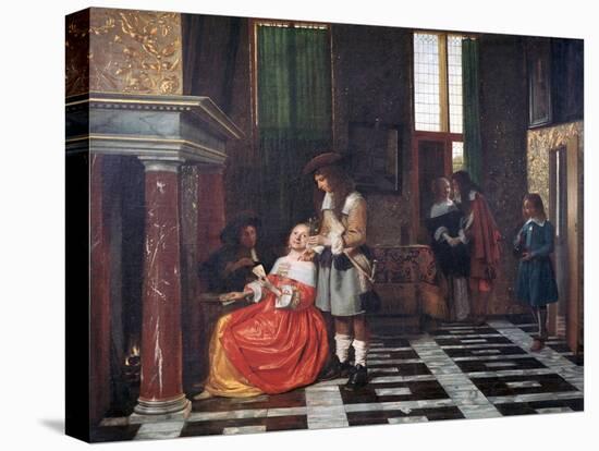 The Card Players, C1663-1665-Pieter de Hooch-Stretched Canvas