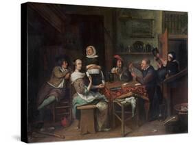 The Card Players-Jan Havicksz. Steen-Stretched Canvas