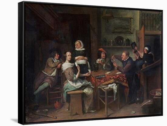 The Card Players-Jan Havicksz. Steen-Framed Stretched Canvas