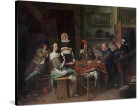 The Card Players-Jan Havicksz. Steen-Stretched Canvas