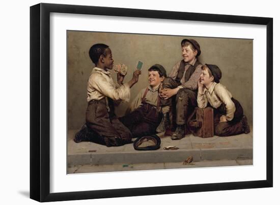 The Card Trick-John George Brown-Framed Art Print