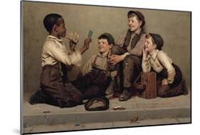 The Card Trick-John George Brown-Mounted Art Print