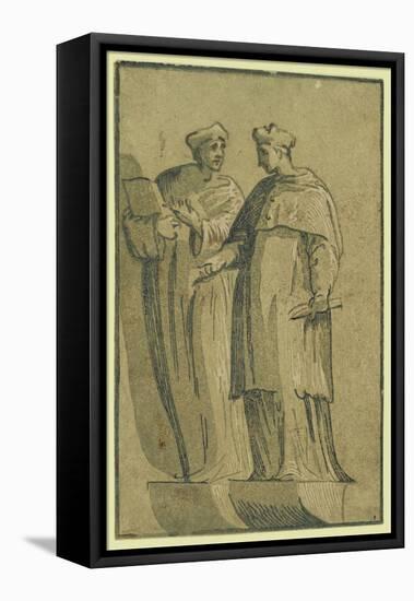 The Cardinal and the Doctor, Between 1500 and 1530-Ugo da Carpi-Framed Stretched Canvas