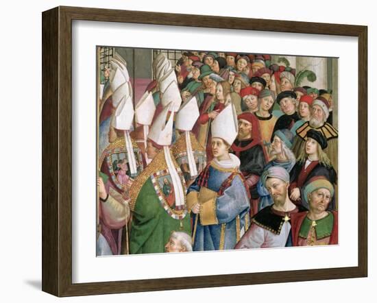 The Cardinals Processing Through the Crowd of Secular Onlookers, Detail from 'Aeneas Sylvius…-Bernardino di Betto Pinturicchio-Framed Giclee Print