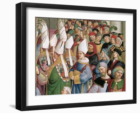 The Cardinals Processing Through the Crowd of Secular Onlookers, Detail from 'Aeneas Sylvius…-Bernardino di Betto Pinturicchio-Framed Giclee Print