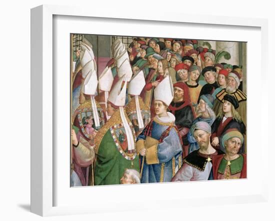 The Cardinals Processing Through the Crowd of Secular Onlookers, Detail from 'Aeneas Sylvius…-Bernardino di Betto Pinturicchio-Framed Giclee Print