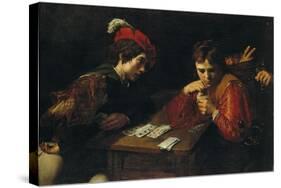 The Cardsharper, C. 1615-1618-Valentin de Boullogne-Stretched Canvas