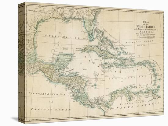 The Caribbean with the West Indies and the Coasts of the United States and the Spanish Possessions-John Blair-Stretched Canvas