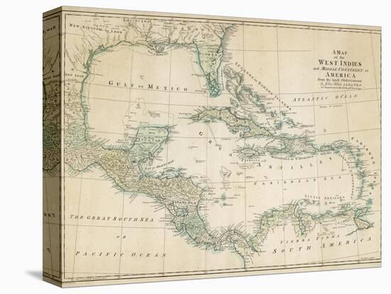The Caribbean with the West Indies and the Coasts of the United States and the Spanish Possessions-John Blair-Stretched Canvas
