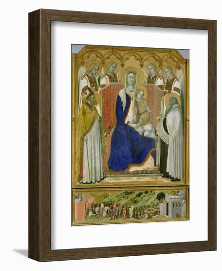 The Carmine Altarpiece, central panel depicting the Virgin and Child with angels, St. Nicholas and-Pietro Lorenzetti-Framed Giclee Print