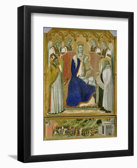 The Carmine Altarpiece, central panel depicting the Virgin and Child with angels, St. Nicholas and-Pietro Lorenzetti-Framed Giclee Print