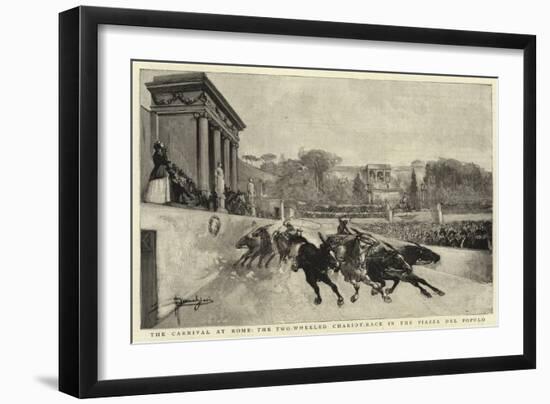 The Carnival at Rome, the Two Wheeled Chariot-Race in the Piazza Del Popolo-null-Framed Giclee Print