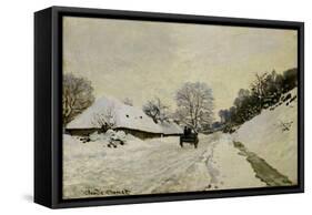 The Cart, or Road under Snow at Honfleur, 1865-Claude Monet-Framed Stretched Canvas