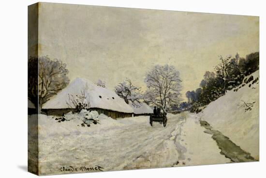 The Cart, or Road under Snow at Honfleur, 1865-Claude Monet-Stretched Canvas