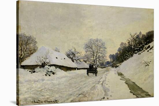 The Cart, or Road under Snow at Honfleur, 1865-Claude Monet-Stretched Canvas