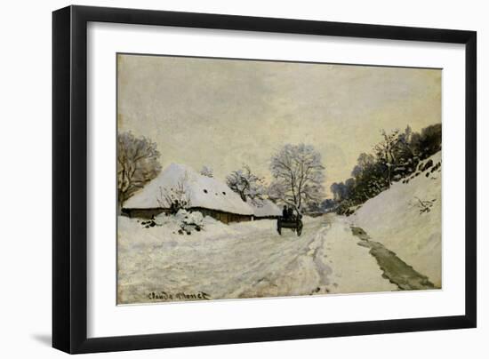 The Cart, or Road under Snow at Honfleur, 1865-Claude Monet-Framed Giclee Print