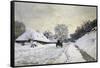 The Cart, or Road under Snow at Honfleur-Claude Monet-Framed Stretched Canvas