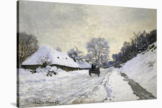 The Cart, or Road under Snow at Honfleur-Claude Monet-Stretched Canvas