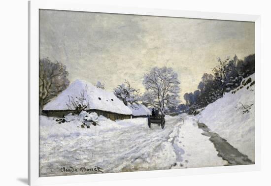 The Cart, or Road under Snow at Honfleur-Claude Monet-Framed Art Print