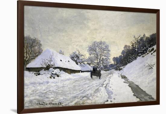 The Cart, or Road under Snow at Honfleur-Claude Monet-Framed Art Print