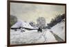 The Cart, or Road under Snow at Honfleur-Claude Monet-Framed Art Print