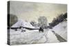 The Cart, or Road under Snow at Honfleur-Claude Monet-Stretched Canvas