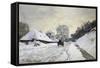 The Cart, or Road under Snow at Honfleur-Claude Monet-Framed Stretched Canvas