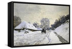 The Cart, or Road under Snow at Honfleur-Claude Monet-Framed Stretched Canvas