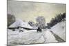 The Cart, or Road under Snow at Honfleur-Claude Monet-Mounted Art Print