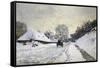 The Cart, or Road under Snow at Honfleur-Claude Monet-Framed Stretched Canvas