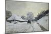 The Cart. Snow-Covered Road at Honfleur, Ca. 1867-Claude Monet-Mounted Premium Giclee Print