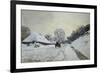 The Cart. Snow-Covered Road at Honfleur, Ca. 1867-Claude Monet-Framed Premium Giclee Print
