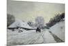 The Cart. Snow-Covered Road at Honfleur, Ca. 1867-Claude Monet-Mounted Premium Giclee Print