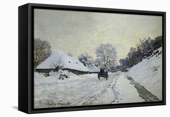 The Cart. Snow-Covered Road at Honfleur, Ca. 1867-Claude Monet-Framed Stretched Canvas