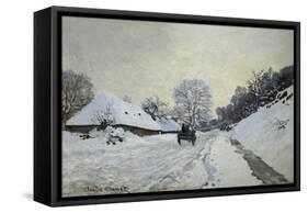 The Cart. Snow-Covered Road at Honfleur, Ca. 1867-Claude Monet-Framed Stretched Canvas